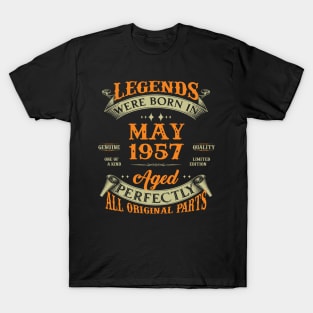 66th Birthday Gift Legends Born In May 1957 66 Years Old T-Shirt